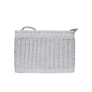 VIPERA Woven Leather Clutch Bag with Braided Handle Women WHITE Handbags